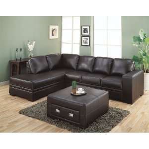   Chocolate Brown Bonded Leather Match Sectional Sofa