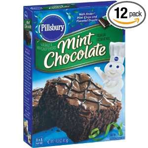 Pillsbury Mint Chocolate Brownie Mix, 14.6 Ounce Boxes (Pack of 12 