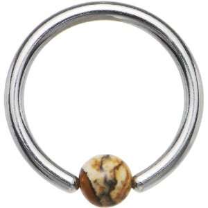  Dalmation Jasper Natural Stone Bcr Captive Ring Jewelry