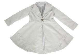   Style Removable Faux Fur Collar Long Coat Jacket Black / Gray  