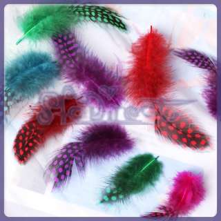 50PC MIX Natural Spotted Guinea Dyed Craft Feathers Jewelry Earring 