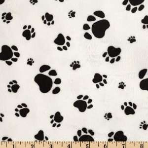  58 Wide Versailles Minky Paws Print White/Black Fabric 