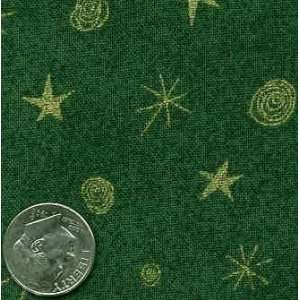  45 Wide CHRISTMAS STARS GREEN Fabric By The Yard Arts 
