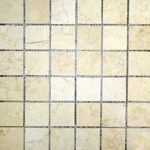 Montego Sela 2x2 Luxor Gold Limestone Honed / Beveled Mosaic Tile 12 x 