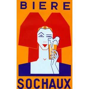  GLASS OF BEER BIERE SOCHAUX 13 X 18 VINTAGE POSTER REPRO 