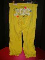 Victorias Secret PINK Yellow Peace Sweatpants Pants Size Medium BRAND 