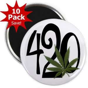 420 Marijuana Pot Leaf 10 Pack of 2.25 inch Fridge Magnets