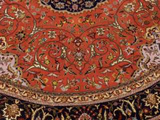   Very Fine Handmade Carpet Wool & Silk Round Tabriz Oriental Rug  