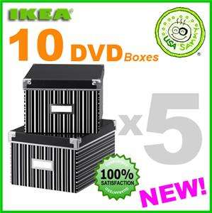 10 IKEA STORAGE DVD BOXES STRIPE box LID Container Case  