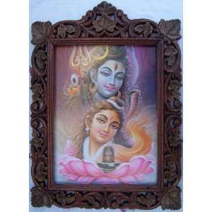  Lord Shanker & Parvati, Pic in Wood Frame