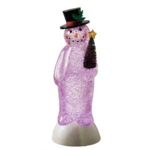   Snowman with Tree Shimmering Snow Christmas Figure 