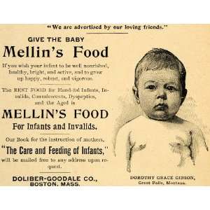  1893 Ad Doliber Goodale Co. Mellins Food Babies Infant 