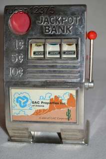   Mechanical JACKPOT BANK, Casino Slot Machine Savings Bank w/Box  
