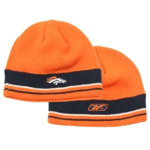  Denver Broncos Band Stripe Winter Knit Beanie   Orange 