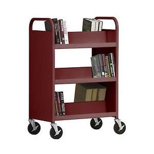  Double Sided Slant 6 Shelf Steel Book Cart   37Lx18Wx42 