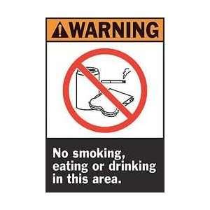 Warning No Smoking Sign,10 X 7in,eng   BRADY  Industrial 