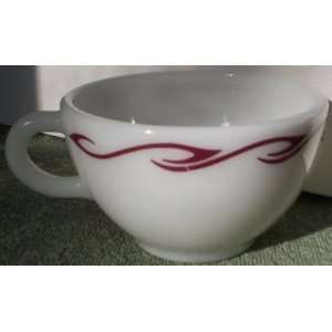   Maroon Brown Hook Design Rim Mug Cup Tableware 