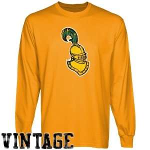  Clarkson Golden Knights Gold Distressed Logo Vintage Long Sleeve T 