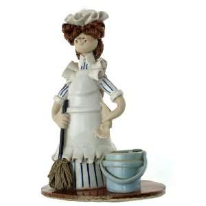   stoneware collectable figurine   Cleaning Lady   F440