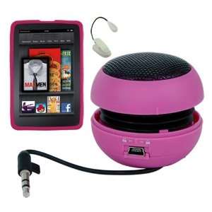   Booklight+Pink Mini Humburger Speaker For  Kindle Fire 7 Tablet