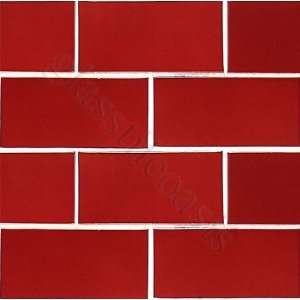 Brick Red 3 x 6 Red Tapestry Handmade Tile Glossy Ceramic   16599