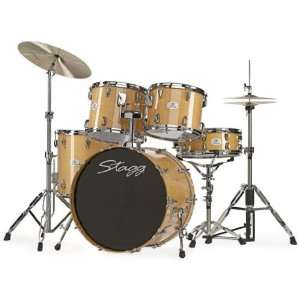  Stagg 5Pc Lac.Drum22 and Hardware Natural Drum Set 