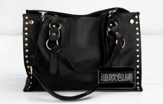 Punk Studded Women Shoulder Bags Handbag Tote Black x7  