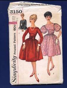 Pretty Vintage Dress Pattern Full Skirt 1950s Simp 3150  