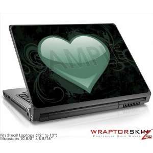  Small Laptop Skin   Glass Heart Grunge Seafoam Green by 