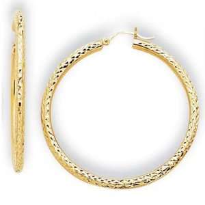  14k Yellow Medium Weave Design Hoop Earrings   JewelryWeb 
