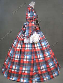 Civil War Victorian Gingham Ball Gown Day Dress 158 XL  