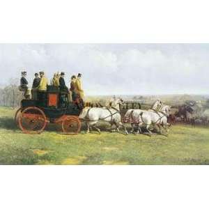  Coach And Four Descending Hill Poster Print