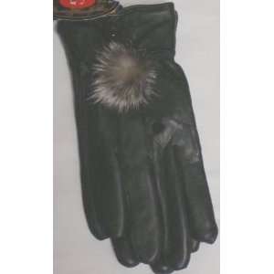   Lined Luxurious Looking Gloves Trimmed with Tuft of Mink Fur for Women