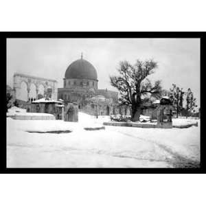   Snow in Jerusalem at the Mosque 12x18 Giclee on canvas