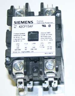 NIB Siemens Furnas 42CF15AF 2 Pole 120V Definite Purpose Contactor 