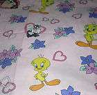 Looney Tunes Twin Flat Sheet Fabric Material Tweety Bugs Bunny 