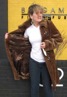 55866 New Brown Imitation Fur Stroller Coat Jacket S  