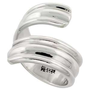  Sterling Silver Large Wave Ring, 1 5/16 (33mm) wide, size 