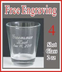 4PCS Personalized Groomsman & Bridesmaid 2oz Shot Glass  