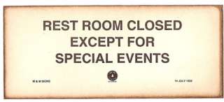 MAIN CENTRAL RAILROAD REST ROOM CLOSED SIGN 1931  