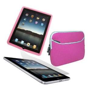   Laptop Dual Pocket Carrying Case PINK Pink Silicone Skin Case for