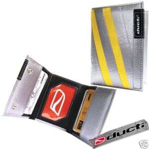 DUCTI Hybrid TriFold Wallet Duct Tape Yellow Stripe NEW  