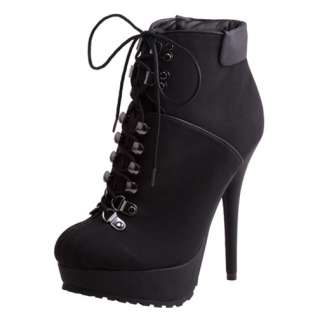   UP STILETTO HIGH HEEL FRONT PLATFORM ANKLE BOOTS BOOTIES BLACK  