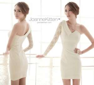 Joanne Kitten One Sleeve White Lace Clubbing Party Cocktail Gown Tube 