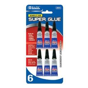  Bazic Single Use Super Glue, 1 g/0.036 Oz, 6 per Pack 