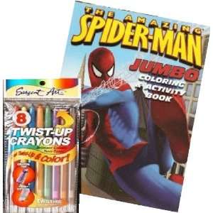  Spider man Coloring Book and Twist up Crayons Set Toys 