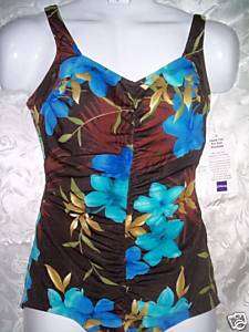 NEW Shirred Front One Piece 16 JC PENNEY  