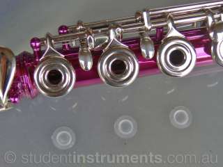 STERLING Pink and Silver Open Hole B Foot Flute   NEW  