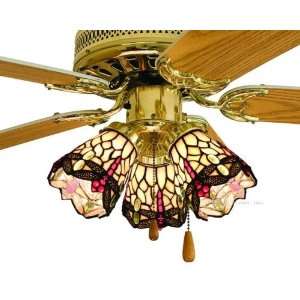  Scarlet Dragonfly Tiffany Stained Glass Ceiling Fan 52 