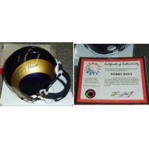  Torry Holt Signed Rams Riddell Mini Helmet Sports 